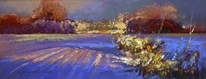 "Tropem szaraka polnego" 
30 cm x 80 cm olej 2025