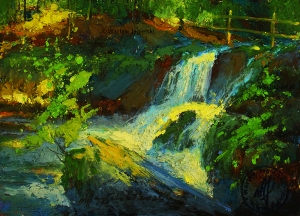 "Foluszowy wodospad - Piwniczna Zdr&oacute;j" 
21 cm x 29 cm olej 2026