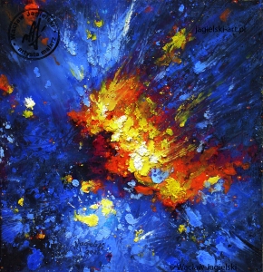 "Noc Perseid&oacute;w" 15 cm x 15 cm 
tech. własna 2026