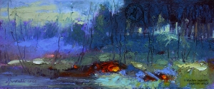 "Zapomniany zagajnik" 
20 cm x 50 cm olej 2025